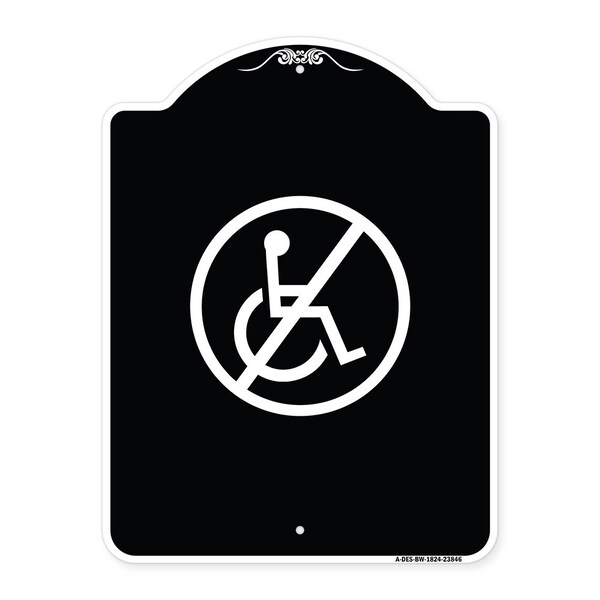 Signmission No Handicap Symbol Heavy-Gauge Aluminum Architectural Sign, 24" x 18", BW-1824-23846 A-DES-BW-1824-23846 - main